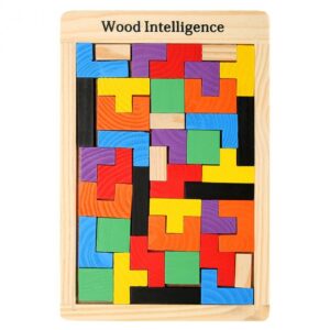 Drewniane klocki puzzle 3d tetris